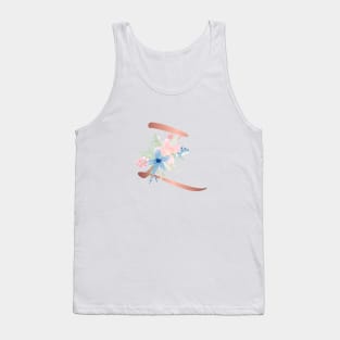 Letter Z Rose Gold and Watercolor Blush Pink and Navy Tank Top